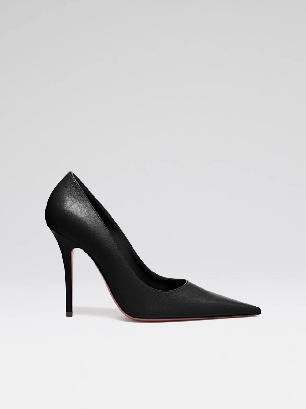 Amina Muaddi Barbara Pump 105 Black Nappa Pointed-Toe Leather Pumps